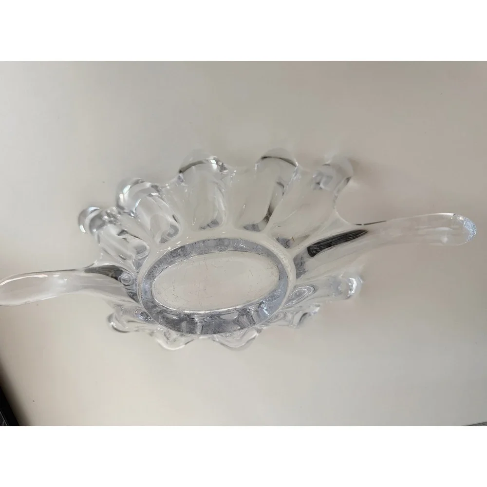 Vintage Heavy Lead Crystal Splash Bowl Large Clear Glass Centerpiece 16.5 Inch